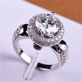 2.0CT Zircon Ring Wedding Silver Engagement Promise Anniversary
