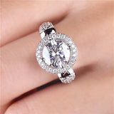 2.0CT Zircon Ring Wedding Silver Engagement Promise Anniversary