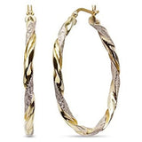 Zircon Hoop Earrings Two Tone Metal Wedding Jewelry