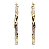 Zircon Hoop Earrings Two Tone Metal Wedding Jewelry