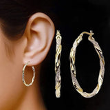 Zircon Hoop Earrings Two Tone Metal Wedding Jewelry