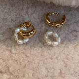 Pearl Beaded Hoop Earrings Double Circle Pendant Party Jewelry Gift