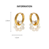 Pearl Beaded Hoop Earrings Double Circle Pendant Party Jewelry Gift