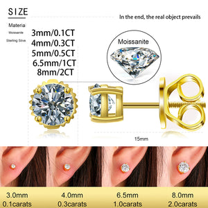 Classic Round Moissanite Earrings 925 Sterling Silver Engagement