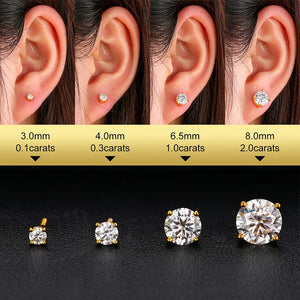 Classic Round Moissanite Earrings 925 Sterling Silver Engagement