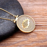 Round CZ Evil Eye Pendant Green/Purple Necklace Chain Gift