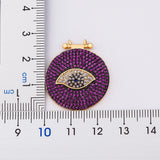 Round CZ Evil Eye Pendant Green/Purple Necklace Chain Gift