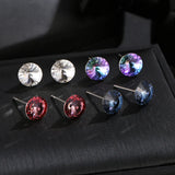 Classic Round Silver Stud Earrings Crystals From Austria Piercing For Women