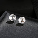 Classic Round Silver Stud Earrings Crystals From Austria Piercing For Women