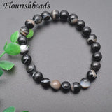 Banded Agate 8mm Bracelet Classic Round Stone Men's Jewelry Gift