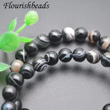 Banded Agate 8mm Bracelet Classic Round Stone Men's Jewelry Gift