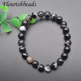Banded Agate 8mm Bracelet Classic Round Stone Men's Jewelry Gift