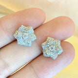 S925 Silver Moissanite Flower Stud Earrings 0.2ct Camellia Ear Studs