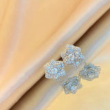 S925 Silver Moissanite Flower Stud Earrings 0.2ct Camellia Ear Studs