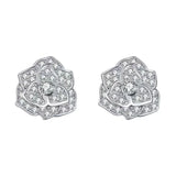 S925 Silver Moissanite Flower Stud Earrings 0.2ct Camellia Ear Studs