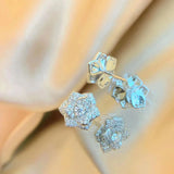 S925 Silver Moissanite Flower Stud Earrings 0.2ct Camellia Ear Studs