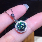 S925 Silver Necklace with 3ct Green Gemstone Pendant