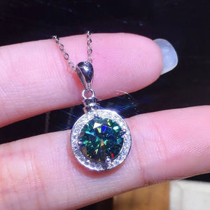 S925 Silver Necklace with 3ct Green Gemstone Pendant