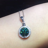 S925 Silver Necklace with 3ct Green Gemstone Pendant