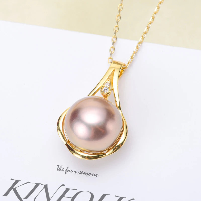 S925 Silver Pearl Pendant Settings For 10-12mm Pearls