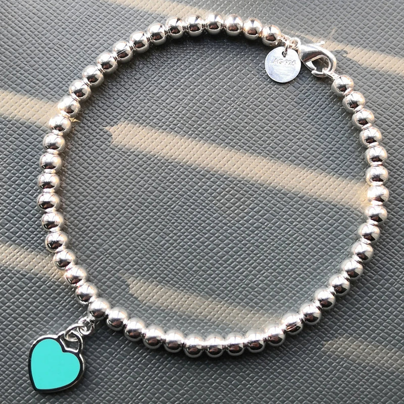 Sweet Pink Heart Shaped Enamel Beads Bracelet