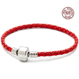 S925 Sterling Silver Red Leather Lucky Rope for Original Beads DIY