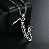 Saxophone Men Necklace Stainless Steel Chain Pendant Jewelry Gift