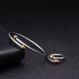 Classic Snake Chain Link Charm Bracelet Stainless Steel Cuff