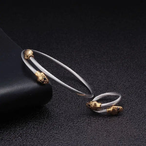 Classic Snake Chain Link Charm Bracelet Stainless Steel Cuff