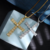 CZ Cross Necklace Silver Pendant Unisex Lucky Jewelry