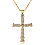 CZ Cross Necklace Silver Pendant Unisex Lucky Jewelry