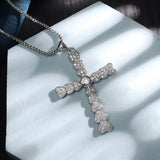 CZ Cross Necklace Silver Pendant Unisex Lucky Jewelry