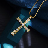 CZ Cross Necklace Silver Pendant Unisex Lucky Jewelry