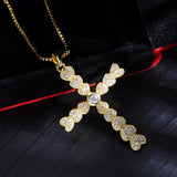 CZ Cross Necklace Silver Pendant Unisex Lucky Jewelry