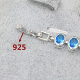 Classic Silver 925 Zircon Stones Bracelets for Women Two Buttons