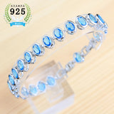 Classic Silver 925 Zircon Stones Bracelets for Women Two Buttons
