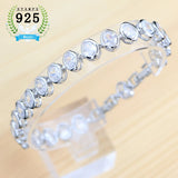 Classic Silver 925 Zircon Stones Bracelets for Women Two Buttons