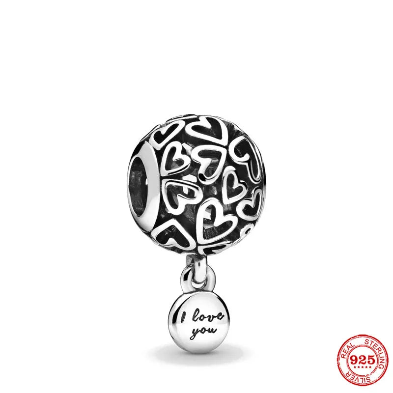 Silver 925 Love Hearts Infinity Charm Bead For Bracelet DIY Jewelry
