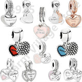 Classic Silver Double Heart Pendant Beads for Charm Bracelet