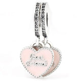 Classic Silver Double Heart Pendant Beads for Charm Bracelet