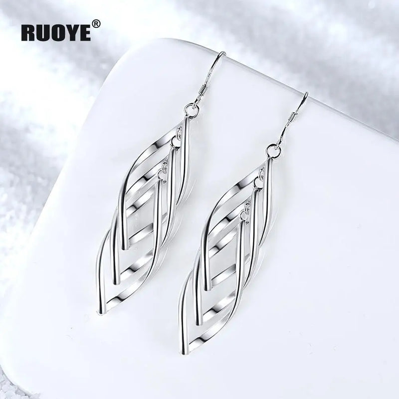 Silver Rose Twist Earrings for Parties