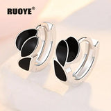 Classic Silver Hoop Earrings Leaf Earring For Women Jewelry Girl