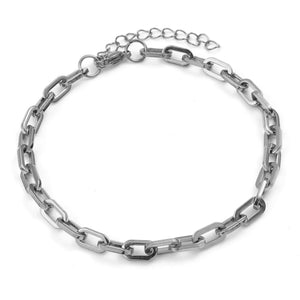 Classic Silver Leave Anklet For Women Stainless Steel Link Chain Anklet