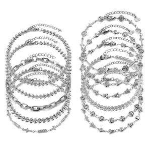 Classic Silver Leave Anklet For Women Stainless Steel Link Chain Anklet
