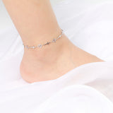 Classic Silver Leave Anklet For Women Stainless Steel Link Chain Anklet