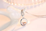 Silver Necklace Pendant Crystal Round Pendant Women Jewelry