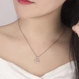 Silver Necklace Pendant Crystal Round Pendant Women Jewelry