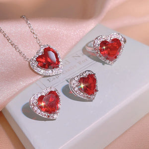 Heart Ruby Gemstone Silver Necklace for Women