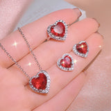 Heart Ruby Gemstone Silver Necklace for Women