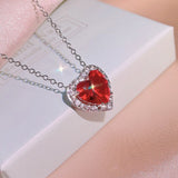 Heart Ruby Gemstone Silver Necklace for Women